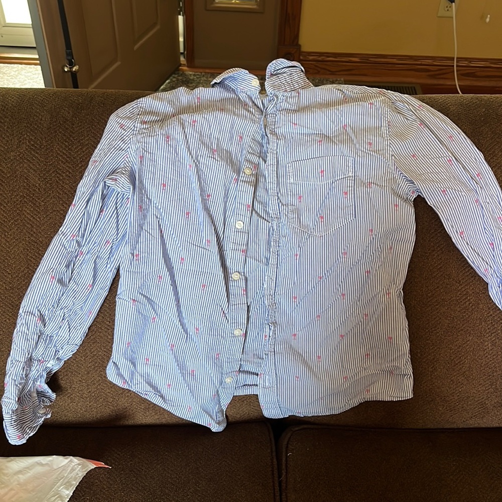 Mens S Blue Button up w/ Palm Trees
